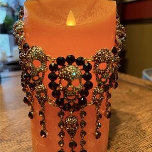 Orange Skull Beaded Necklace